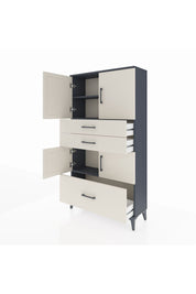 Arges Dolap 3 Raflı 3 Çekmeceli 4 Kapaklı 88x30x163 Antrasit-Aytaşı