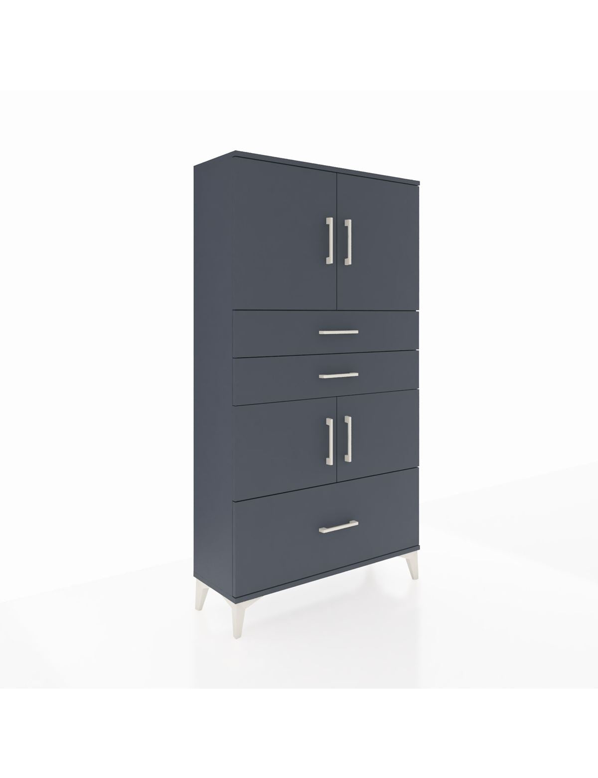 Arges Dolap 3 Raflı 3 Çekmeceli 4 Kapaklı 88x30x163 Antrasit-Antrasit