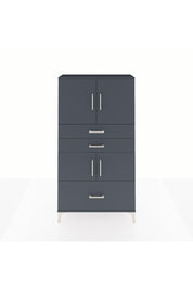 Arges Dolap 3 Raflı 3 Çekmeceli 4 Kapaklı 88x30x163 Antrasit-Antrasit