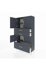 Arges Dolap 3 Raflı 3 Çekmeceli 4 Kapaklı 88x30x163 Antrasit-Antrasit