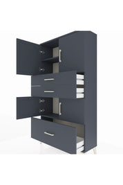 Arges Dolap 3 Raflı 3 Çekmeceli 4 Kapaklı 88x30x163 Antrasit-Antrasit