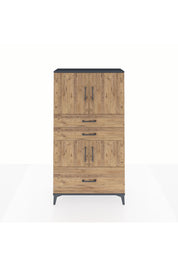 Arges Dolap 3 Raflı 3 Çekmeceli 4 Kapaklı 88x30x163 Antrasit-Çam