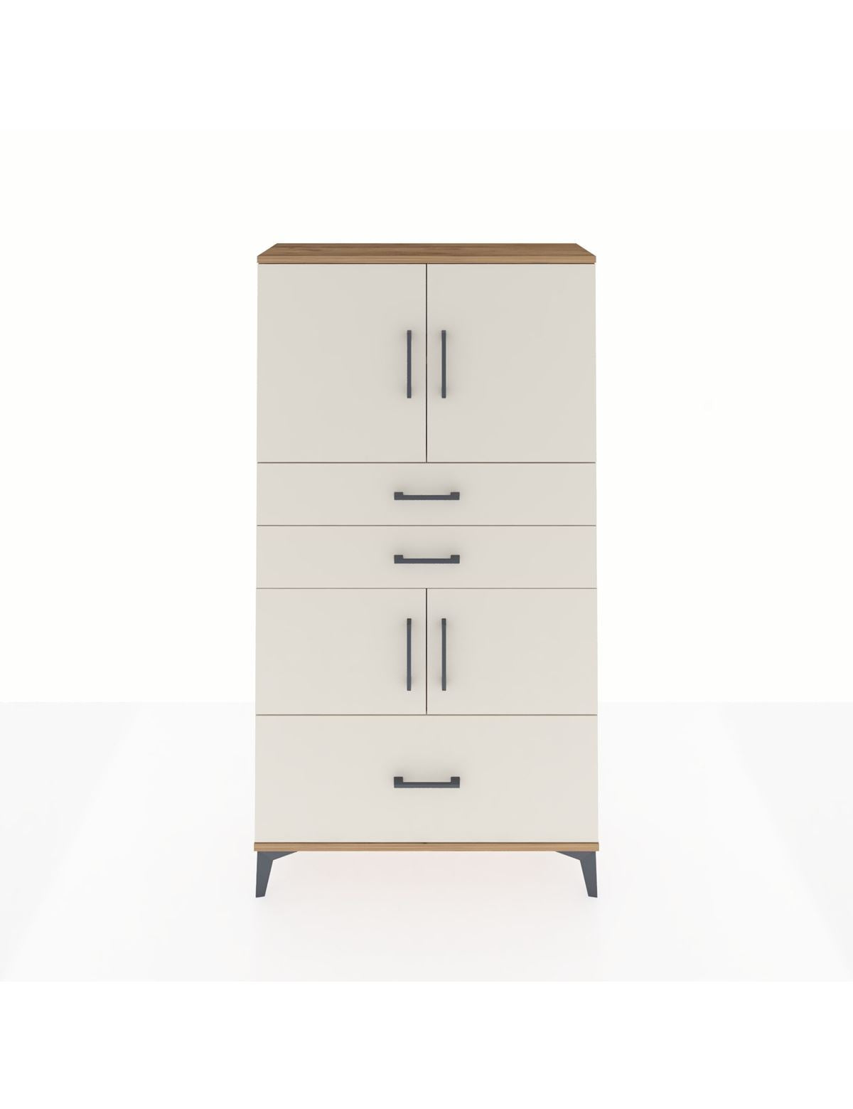 Arges Dolap 3 Raflı 3 Çekmeceli 4 Kapaklı 88x30x163 Çam-Aytaşı