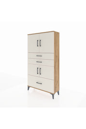 Arges Dolap 3 Raflı 3 Çekmeceli 4 Kapaklı 88x30x163 Çam-Aytaşı