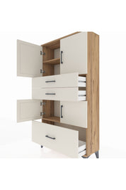 Arges Dolap 3 Raflı 3 Çekmeceli 4 Kapaklı 88x30x163 Çam-Aytaşı