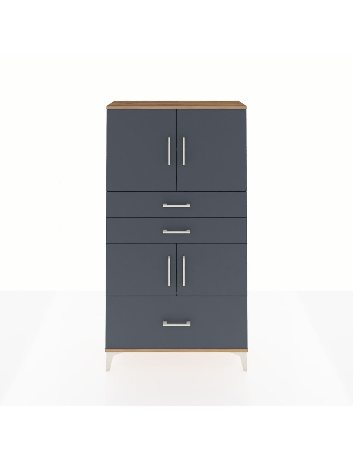 Arges Dolap 3 Raflı 3 Çekmeceli 4 Kapaklı 88x30x163 Çam-Antrasit