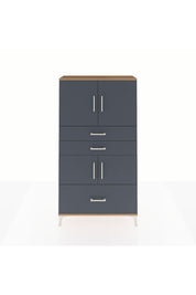 Arges Dolap 3 Raflı 3 Çekmeceli 4 Kapaklı 88x30x163 Çam-Antrasit