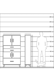 Arges Dolap 3 Raflı 3 Çekmeceli 4 Kapaklı 88x30x163 Çam-Çam