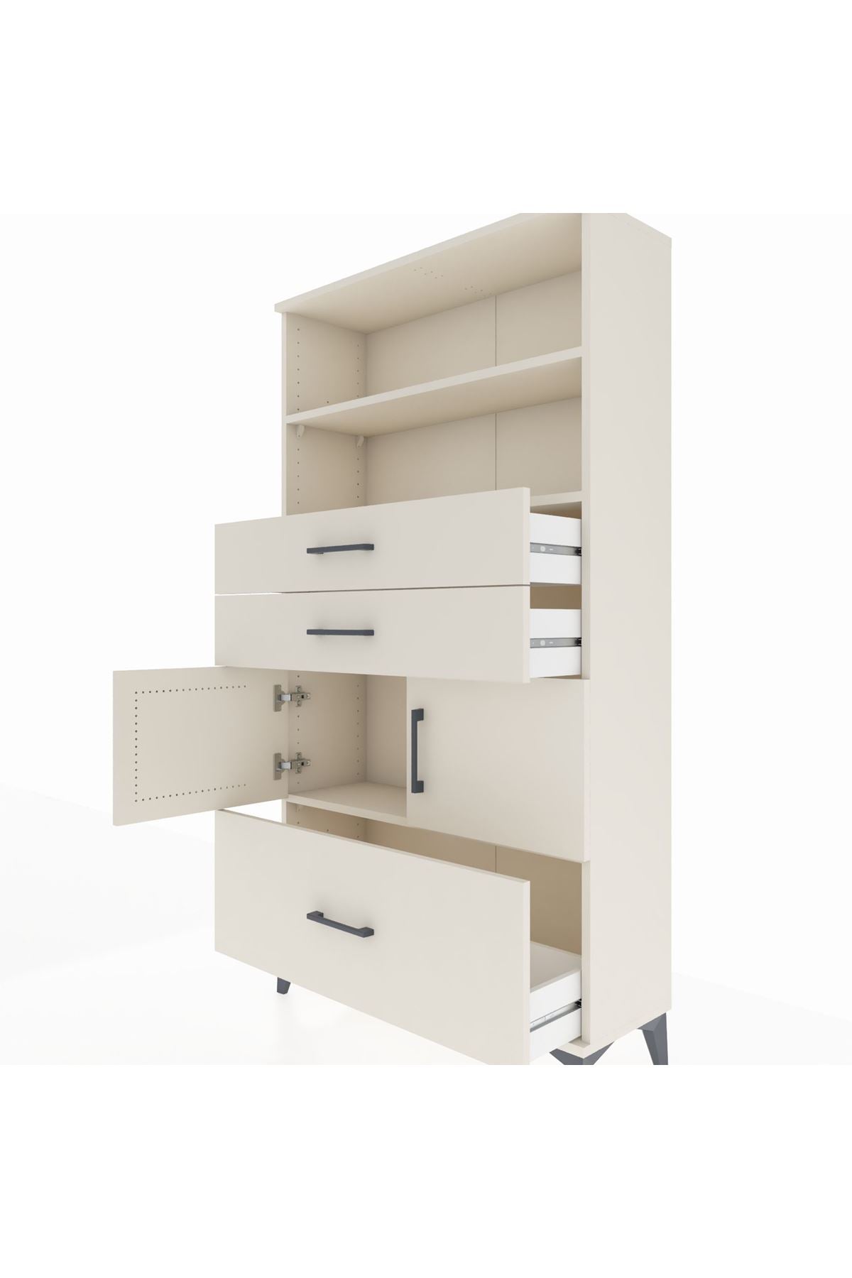 Arges Dolap 3 Raflı 3 Çekmeceli 2 Kapaklı 88x30x163 Aytaşı-Aytaşı