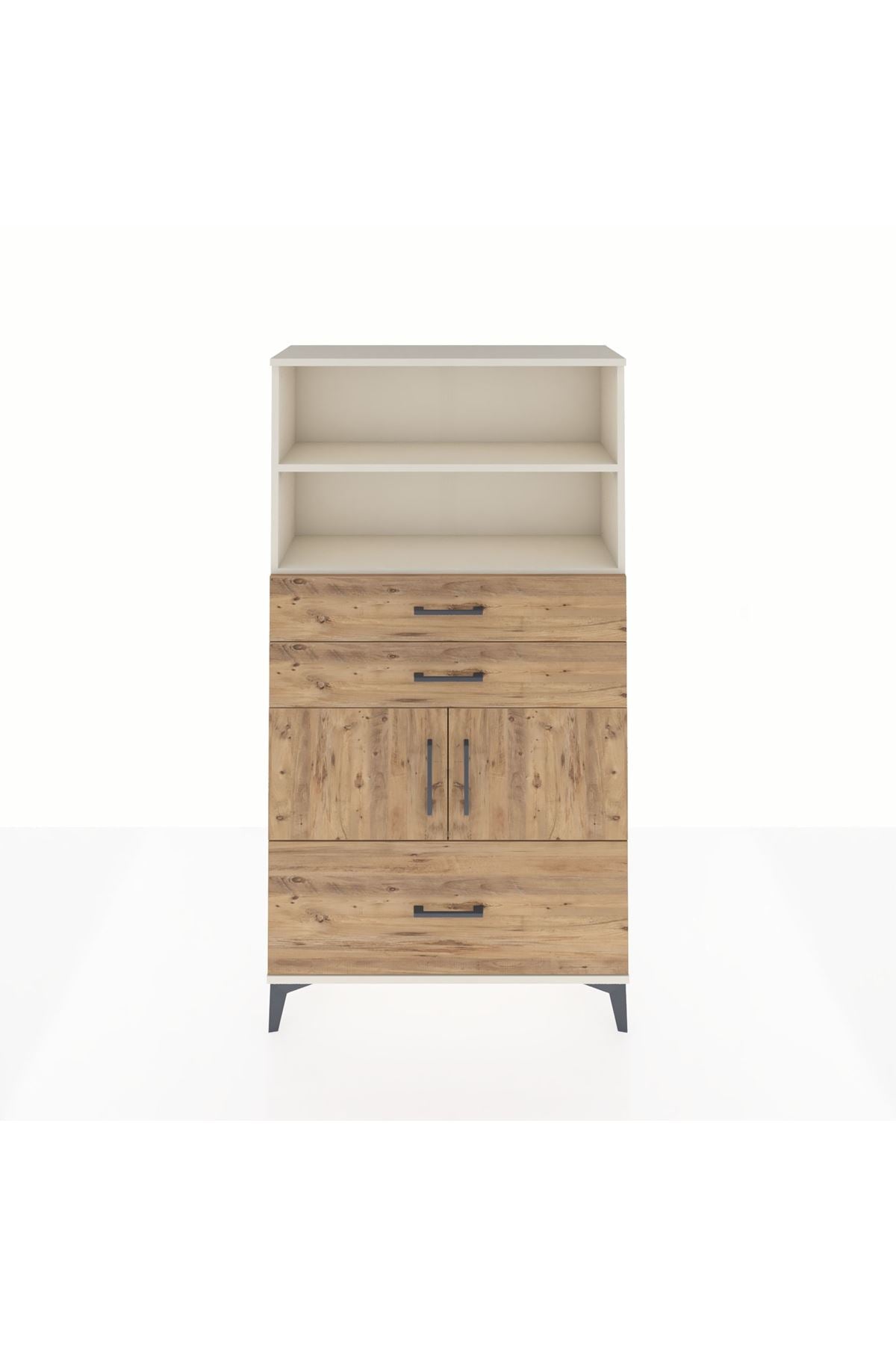 Arges Dolap 3 Raflı 3 Çekmeceli 2 Kapaklı 88x30x163 Aytaşı-Çam