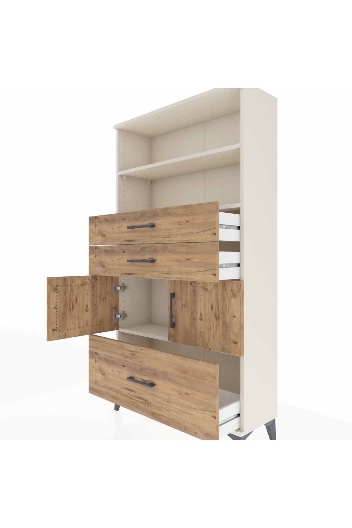 Arges Dolap 3 Raflı 3 Çekmeceli 2 Kapaklı 88x30x163 Aytaşı-Çam