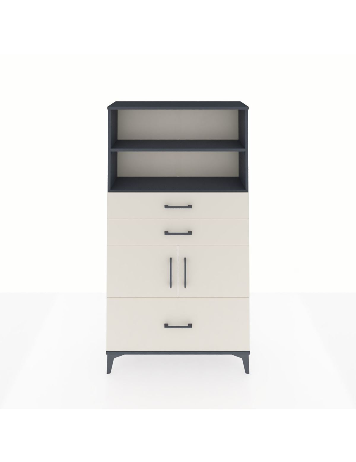 Arges Dolap 3 Raflı 3 Çekmeceli 2 Kapaklı 88x30x163 Antrasit-Aytaşı