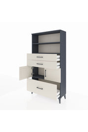 Arges Dolap 3 Raflı 3 Çekmeceli 2 Kapaklı 88x30x163 Antrasit-Aytaşı