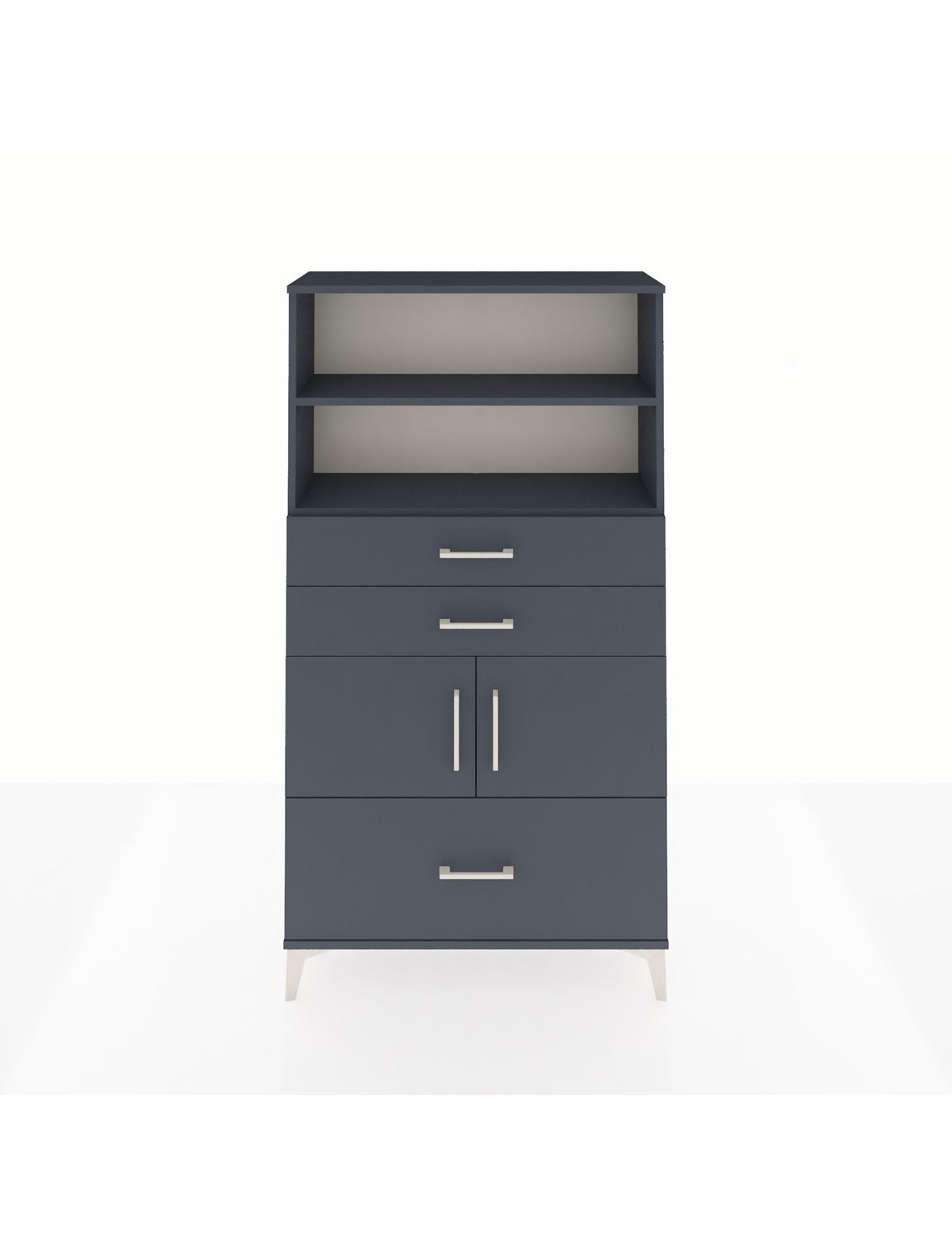 Arges Dolap 3 Raflı 3 Çekmeceli 2 Kapaklı 88x30x163 Antrasit-Antrasit