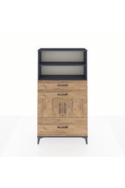 Arges Dolap 3 Raflı 3 Çekmeceli 2 Kapaklı 88x30x163 Antrasit-Çam