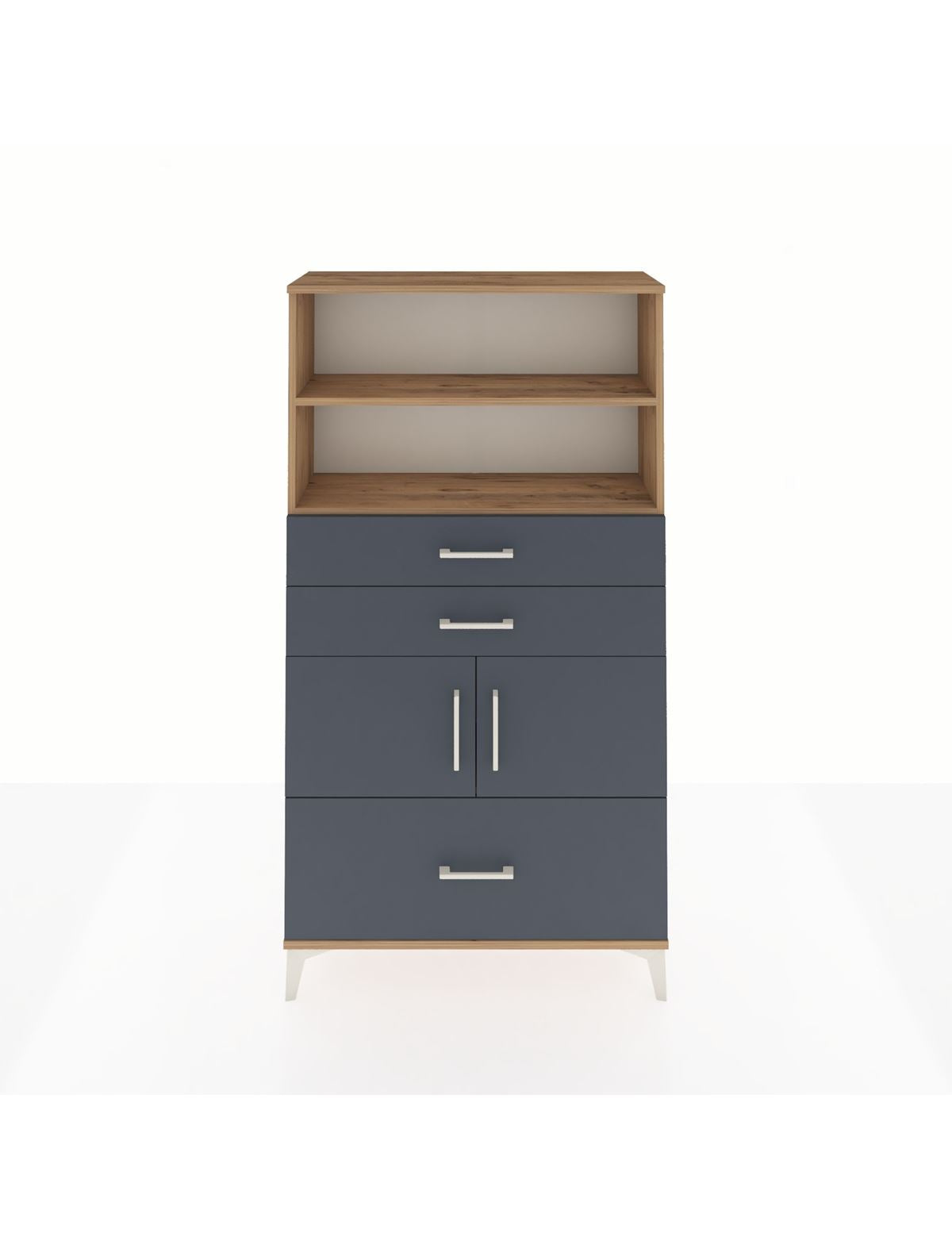 Arges Dolap 3 Raflı 3 Çekmeceli 2 Kapaklı 88x30x163 Çam-Antrasit