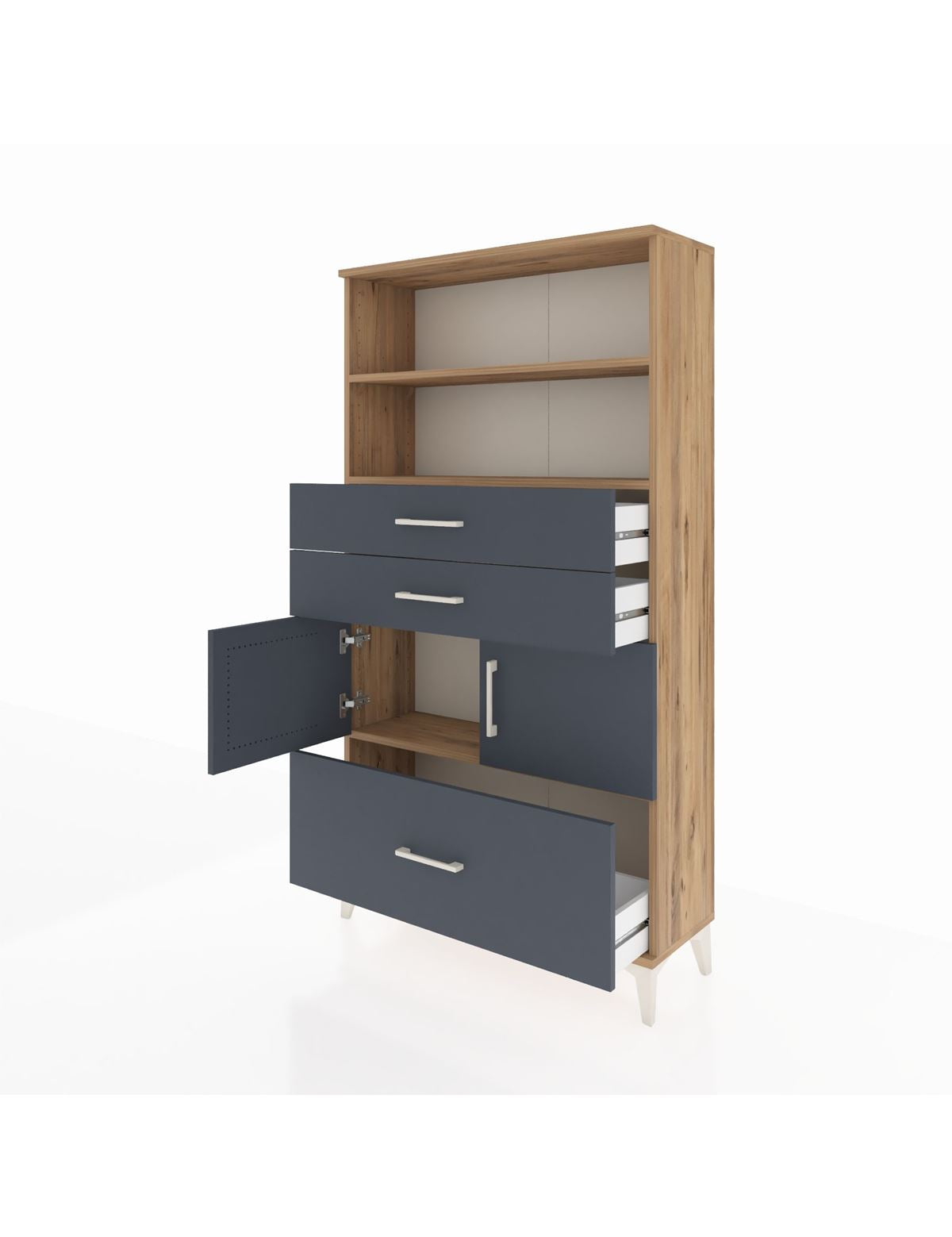 Arges Dolap 3 Raflı 3 Çekmeceli 2 Kapaklı 88x30x163 - S21M008V8A