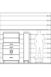 Arges Dolap 3 Raflı 3 Çekmeceli 2 Kapaklı 88x30x163 Çam-Antrasit