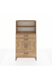 Arges Dolap 3 Raflı 3 Çekmeceli 2 Kapaklı 88x30x163 Çam-Çam