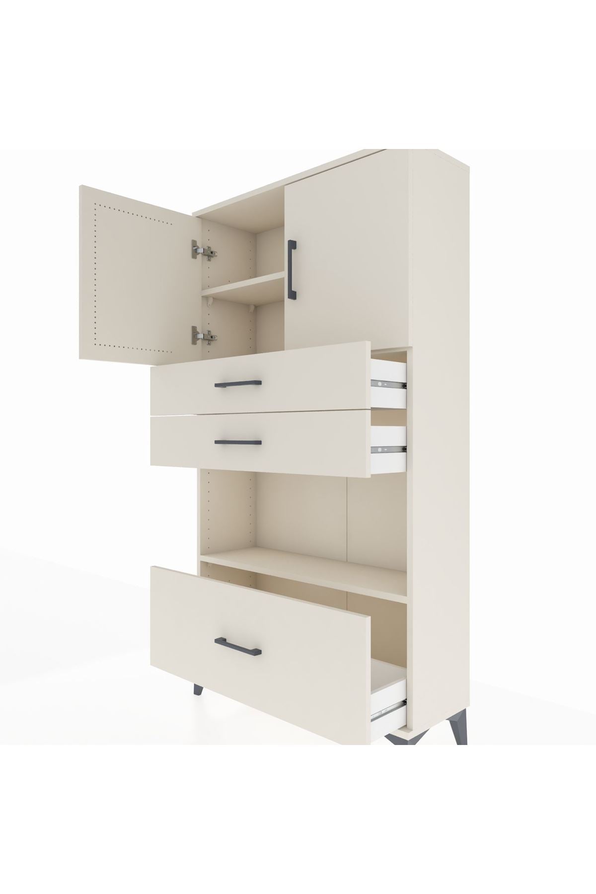 Arges Dolap 3 Raflı 3 Çekmeceli 2 Kapaklı 88x30x163 Aytaşı-Aytaşı