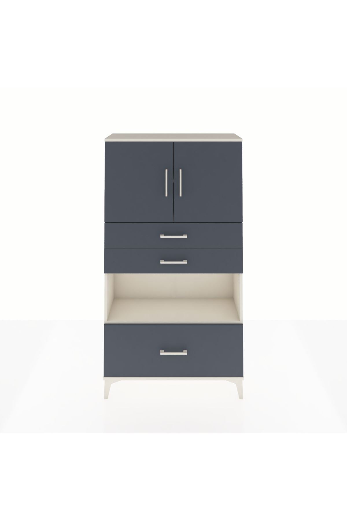 Arges Dolap 3 Raflı 3 Çekmeceli 2 Kapaklı 88x30x163 Aytaşı-Antrasit