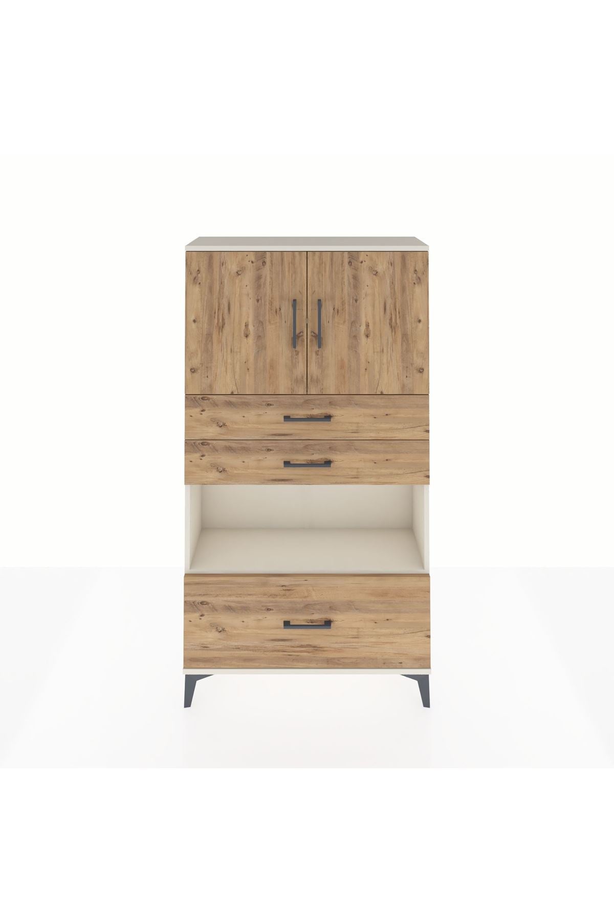 Arges Dolap 3 Raflı 3 Çekmeceli 2 Kapaklı 88x30x163 Aytaşı-Çam