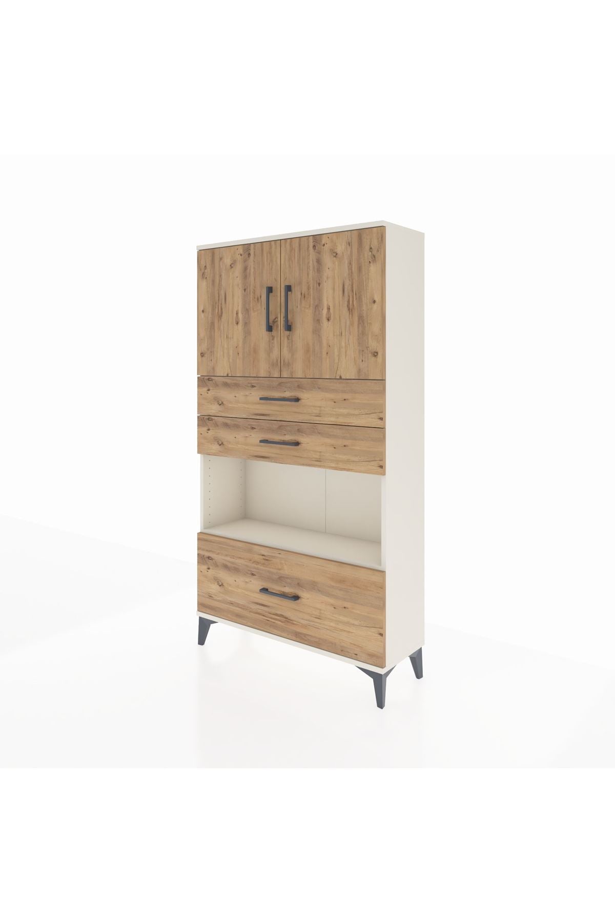 Arges Dolap 3 Raflı 3 Çekmeceli 2 Kapaklı 88x30x163 Aytaşı-Çam