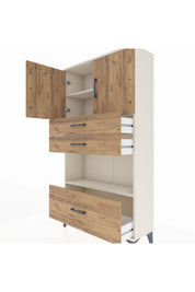 Arges Dolap 3 Raflı 3 Çekmeceli 2 Kapaklı 88x30x163 Aytaşı-Çam