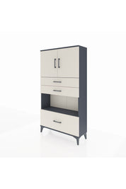 Arges Dolap 3 Raflı 3 Çekmeceli 2 Kapaklı 88x30x163 Antrasit-Aytaşı