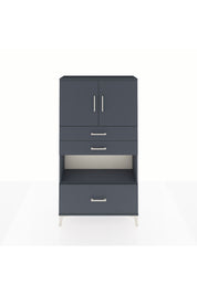 Arges Dolap 3 Raflı 3 Çekmeceli 2 Kapaklı 88x30x163 Antrasit-Antrasit