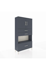 Arges Dolap 3 Raflı 3 Çekmeceli 2 Kapaklı 88x30x163 Antrasit-Antrasit