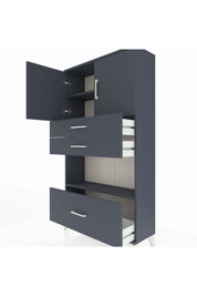 Arges Dolap 3 Raflı 3 Çekmeceli 2 Kapaklı 88x30x163 Antrasit-Antrasit