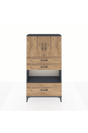 Arges Dolap 3 Raflı 3 Çekmeceli 2 Kapaklı 88x30x163 Antrasit-Çam