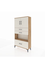 Arges Dolap 3 Raflı 3 Çekmeceli 2 Kapaklı 88x30x163 Çam-Aytaşı