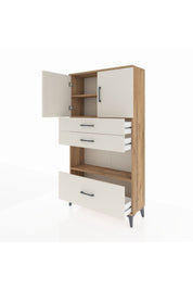 Arges Dolap 3 Raflı 3 Çekmeceli 2 Kapaklı 88x30x163 Çam-Aytaşı
