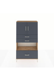 Arges Dolap 3 Raflı 3 Çekmeceli 2 Kapaklı 88x30x163 Çam-Antrasit