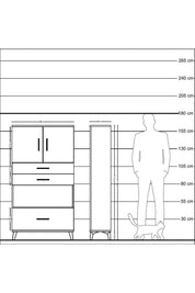 Arges Dolap 3 Raflı 3 Çekmeceli 2 Kapaklı 88x30x163 Çam-Aytaşı