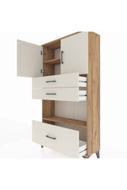 Arges Dolap 3 Raflı 3 Çekmeceli 2 Kapaklı 88x30x163 Çam-Aytaşı
