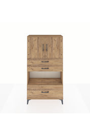Arges Dolap 3 Raflı 3 Çekmeceli 2 Kapaklı 88x30x163 Çam-Çam