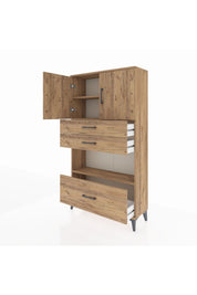 Arges Dolap 3 Raflı 3 Çekmeceli 2 Kapaklı 88x30x163 Çam-Çam