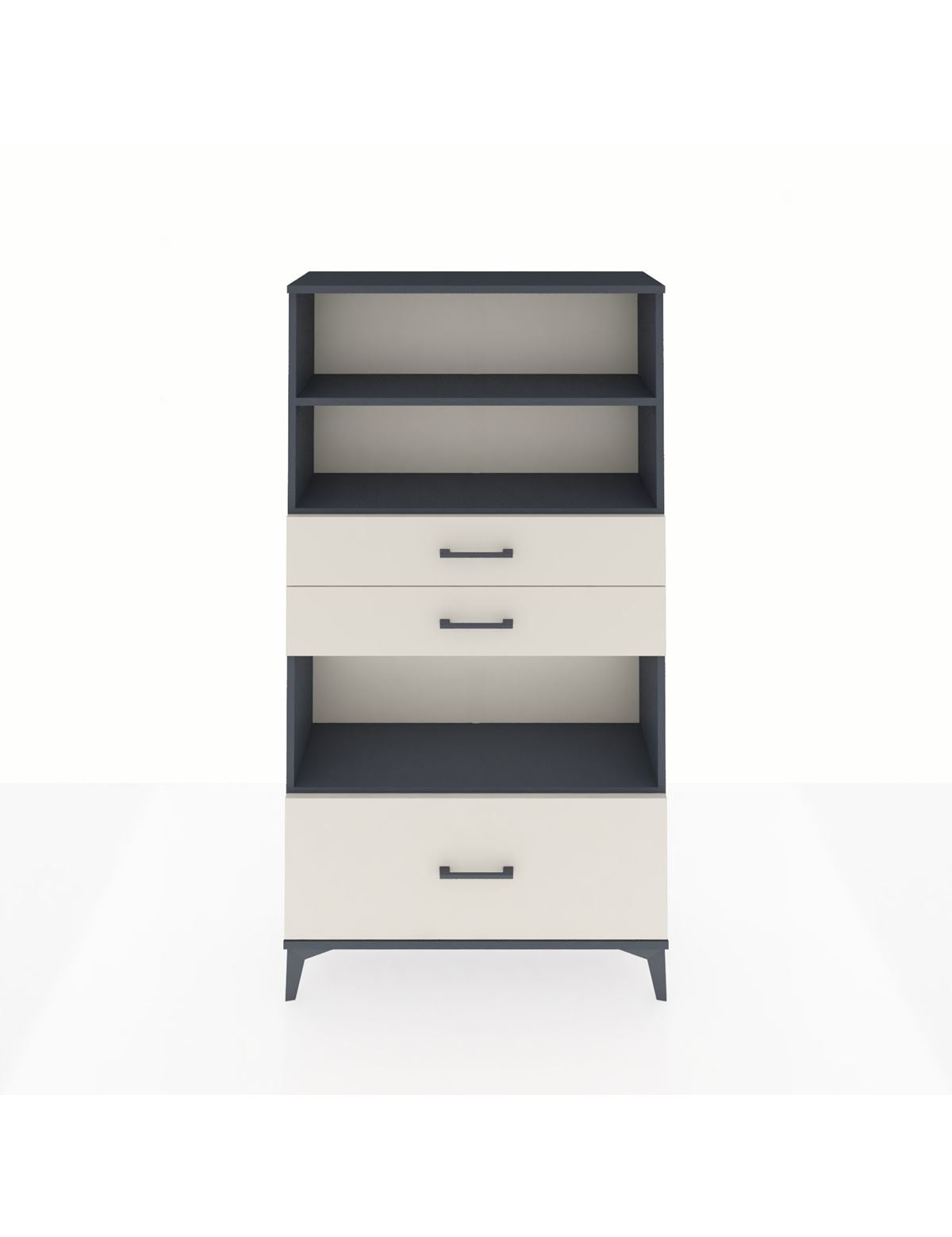 Arges Dolap 3 Raflı 3 Çekmeceli 88x30x163 Antrasit-Aytaşı