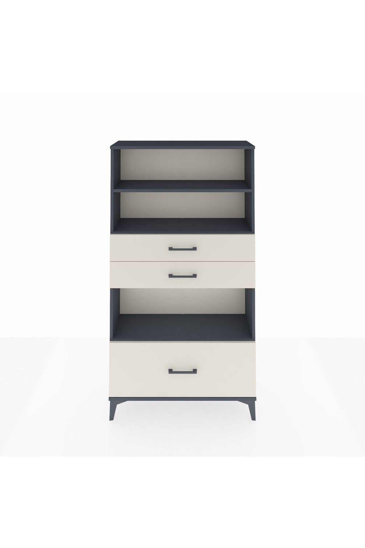 Arges Dolap 3 Raflı 3 Çekmeceli 88x30x163 Antrasit-Aytaşı