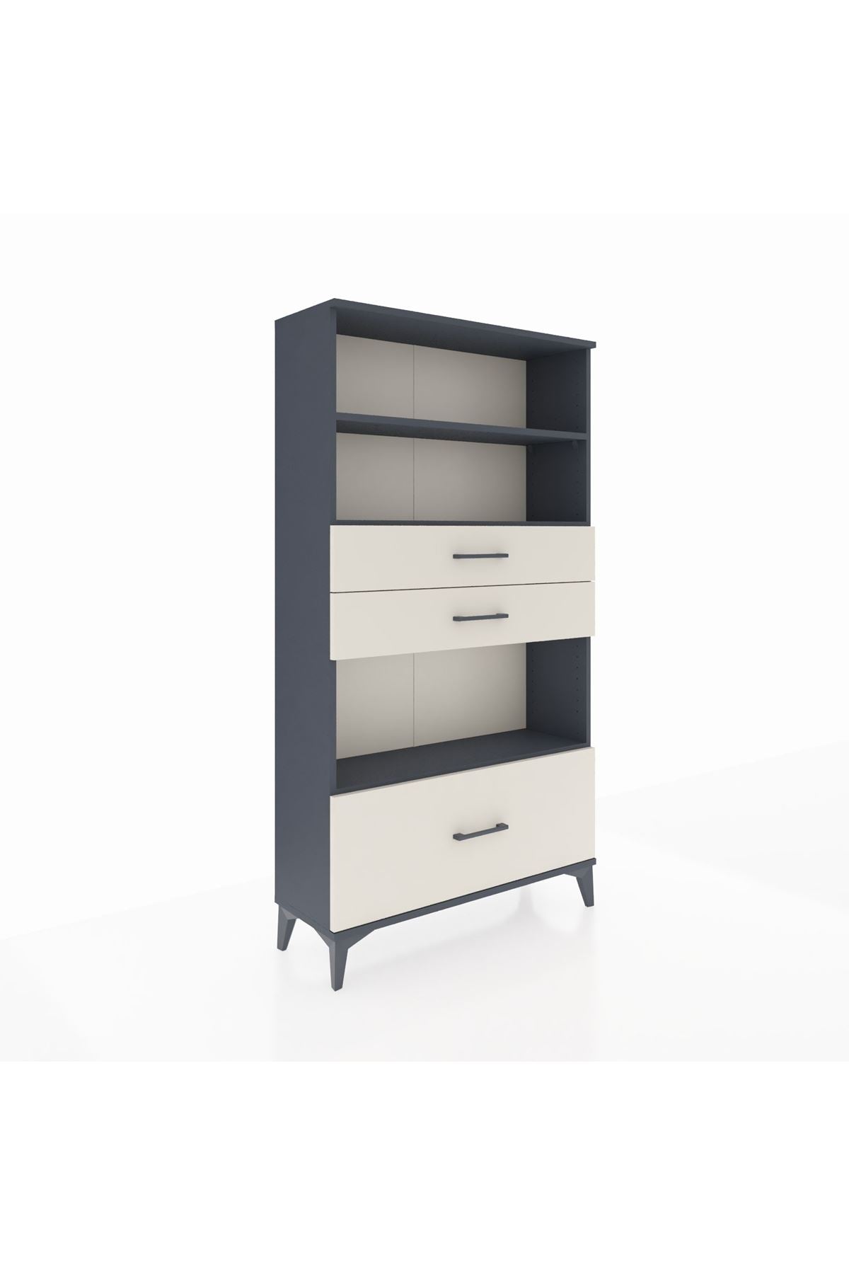 Arges Dolap 3 Raflı 3 Çekmeceli 88x30x163 Antrasit-Aytaşı