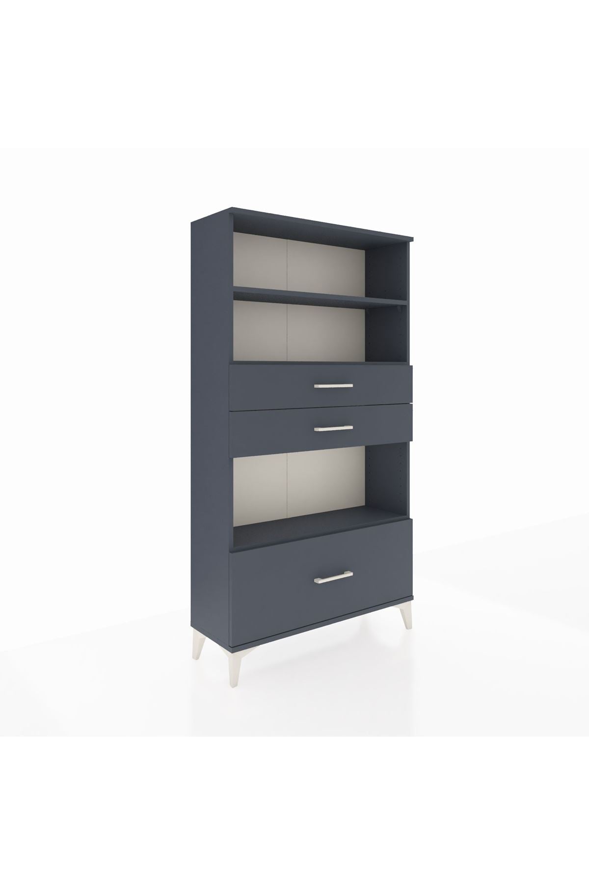 Arges Dolap 3 Raflı 3 Çekmeceli 88x30x163 Antrasit-Antrasit