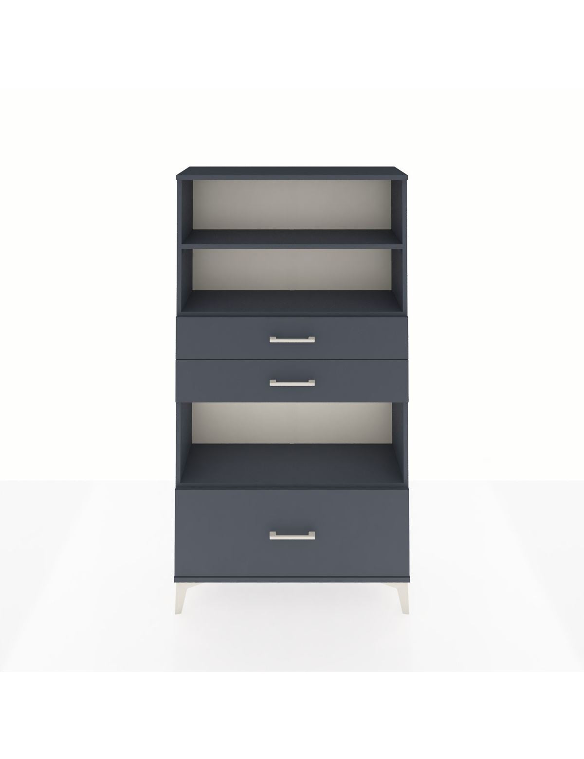 Arges Dolap 3 Raflı 3 Çekmeceli 88x30x163 Antrasit-Antrasit