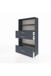 Arges Dolap 3 Raflı 3 Çekmeceli 88x30x163 Antrasit-Antrasit