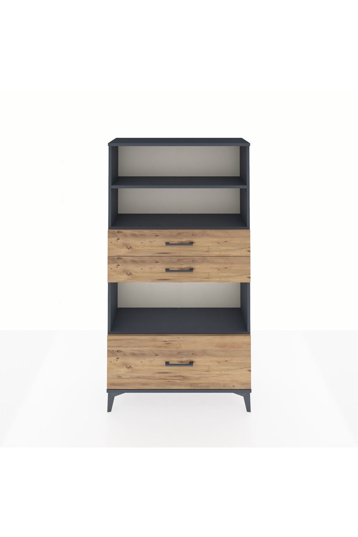 Arges Dolap 3 Raflı 3 Çekmeceli 88x30x163 Antrasit-Çam