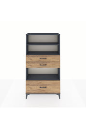 Arges Dolap 3 Raflı 3 Çekmeceli 88x30x163 Antrasit-Çam