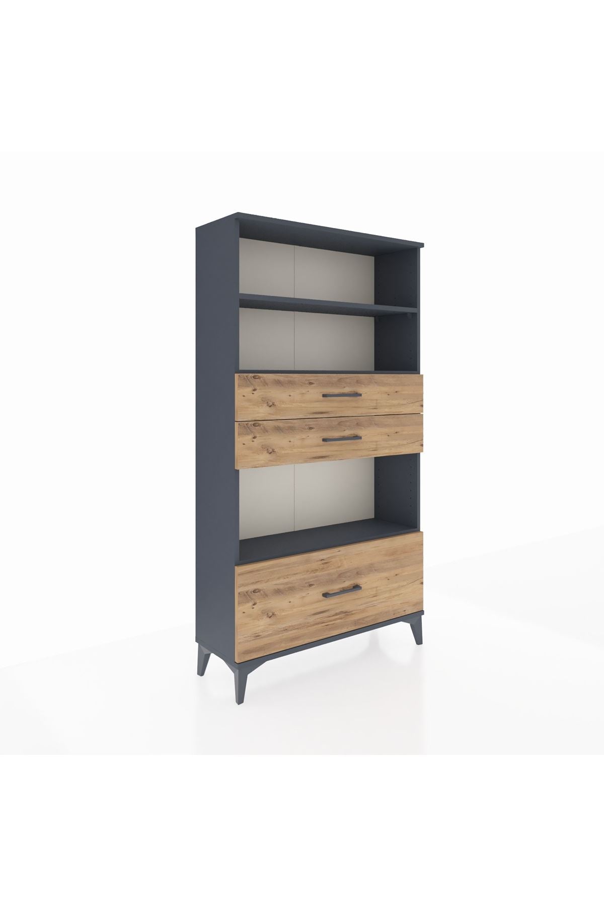 Arges Dolap 3 Raflı 3 Çekmeceli 88x30x163 Antrasit-Çam