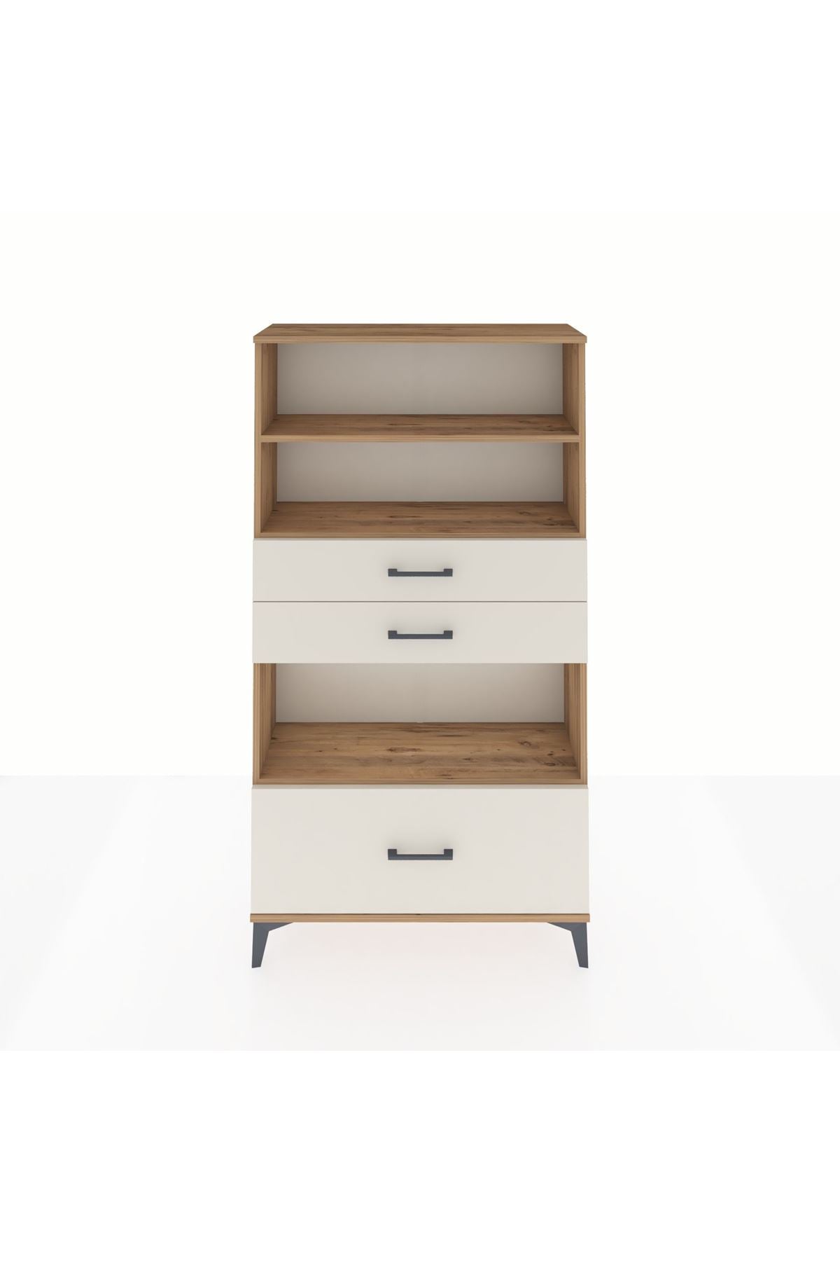 Arges Dolap 3 Raflı 3 Çekmeceli 88x30x163 Çam-Aytaşı